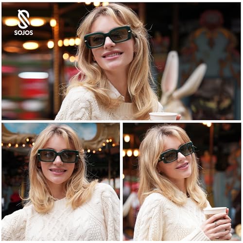 SOJOS Square Thick Sunglasses for Women Fashion Sunglasses Polarized Rectangle Sunnies SJ23672