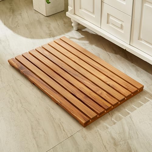 Organizedlife Duschmatte aus Teakholz, mit Rutschhemmende Gummistopper, Große, 80x50cm, Badematte, Fußmatte, Holzmatte für Saunakabinen, Badezimmer