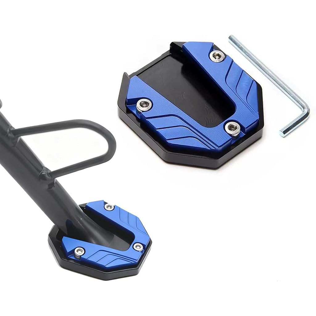 SMFDC Motorcycle Kickstand Pad for Grom MSX 125 MSX125, Motorbike Side Bracket Extension Plate Enlarged Foot Pad Modified Parking Support Stand,A-Blue