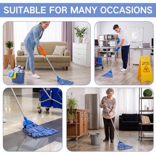 Image of Lallisa 4 Pcs Microfiber Commercial Mop Head Replacement Tube Industrial Looped End Mop Heads Refill for Floor Cleaning for Home Commercial Industrial Use (X-Large,Blue)