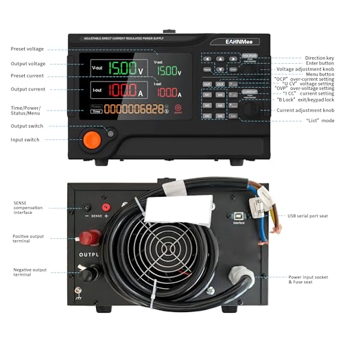 Image of 1500W High Power DC Power Supply Variable, 15V 100A Adjustable Switching Regulated DC Bench Power Supply with Precision Encoder Knob,PC Software Control,Precision 4-Digits Display