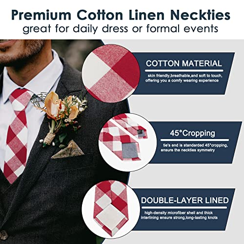 Image of Mantieqingway Mens Skinny Ties,2.56 inch Cotton Neckties Striped Plaid Ties for Groom Groomsmen Wedding Party Christmas