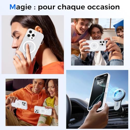 Image of DIZORO for iPhone 16 Pro Max Case Compatible with Magsafe Slim Thin Hard PC Translucent Frosted Rugged Drop-Proof Shockproof Protective Case for iPhone 16 Pro Max (Clear) Visit the Store