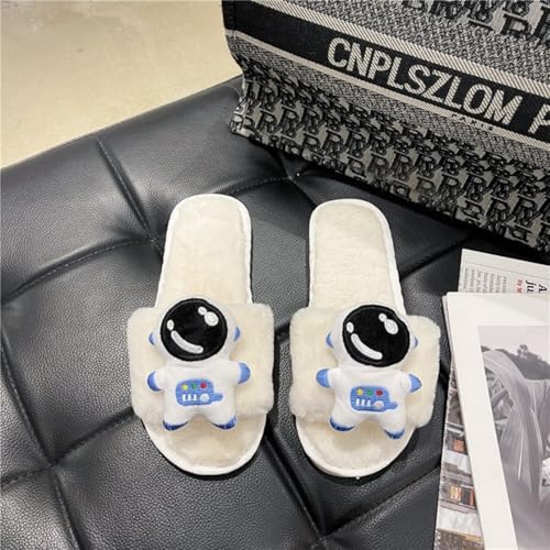 Cute Plush Slippers Astronaut Open-Toe Space Cozy Animal Cotton Stuff Slippers Home Fuzzy Furry Fluffy Soft House Shoes2