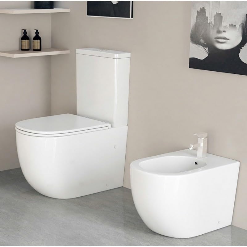 Inodoro Génova Compacto Blanco Brillo de 82,5x62x39 cm 2