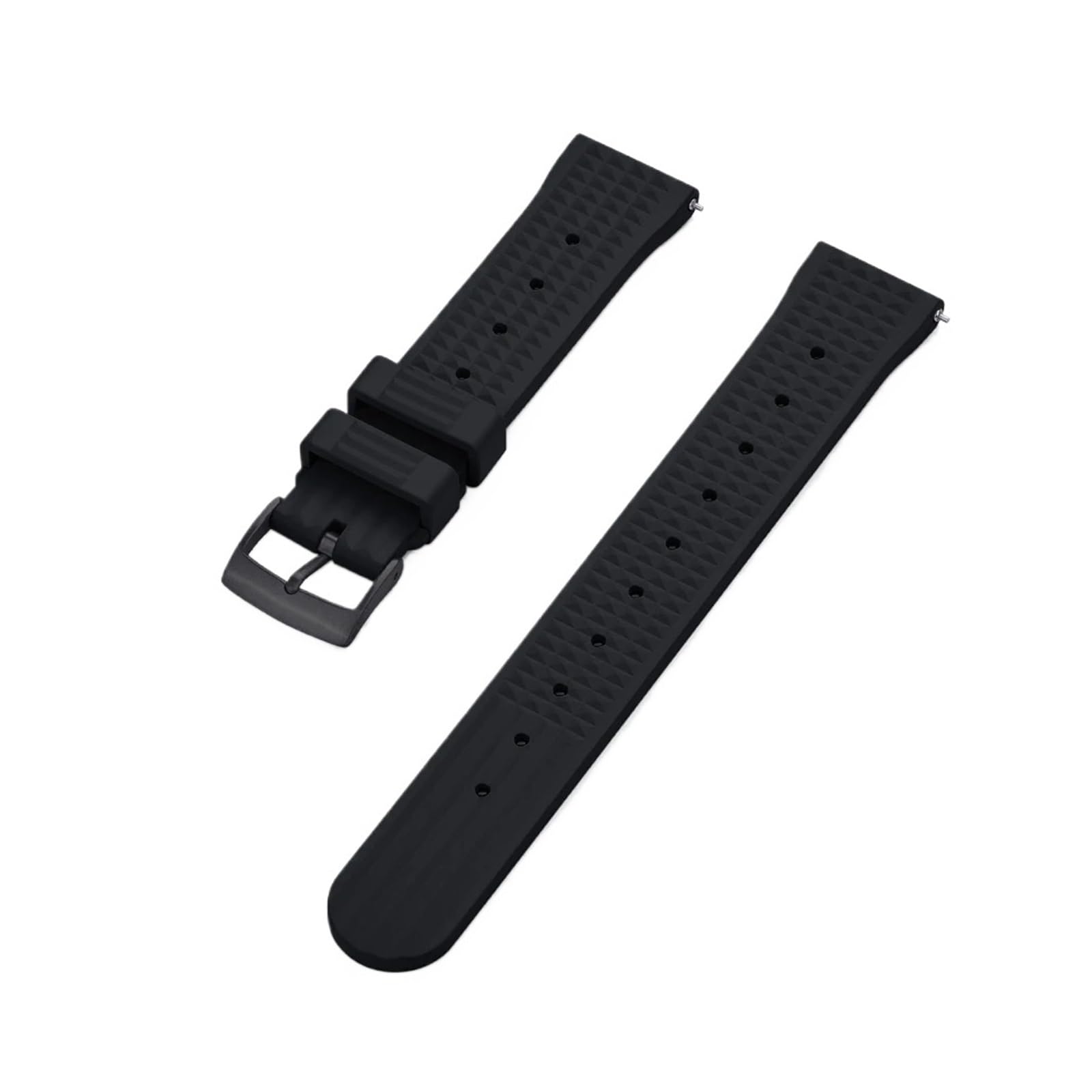 Uhrenarmband， Fluorkautschuk-Armband for Herren(Black Black,22mm)