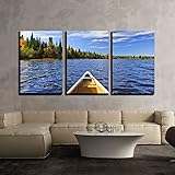 wall26 - 3 Piece Canvas Wall Art - Bow of Canoe on Lake of Two Rivers, Ontario, Canada - Modern Home...