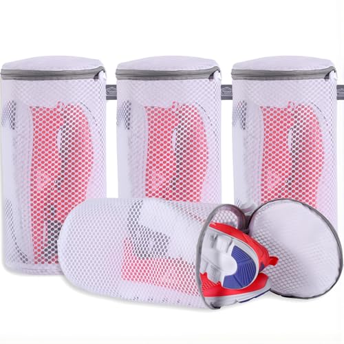 Image of Kimmama Shoe Washing Machine Bag, Shoe Cleaning Bag, Grey Zipper, 7x15 inch, 4 Pack