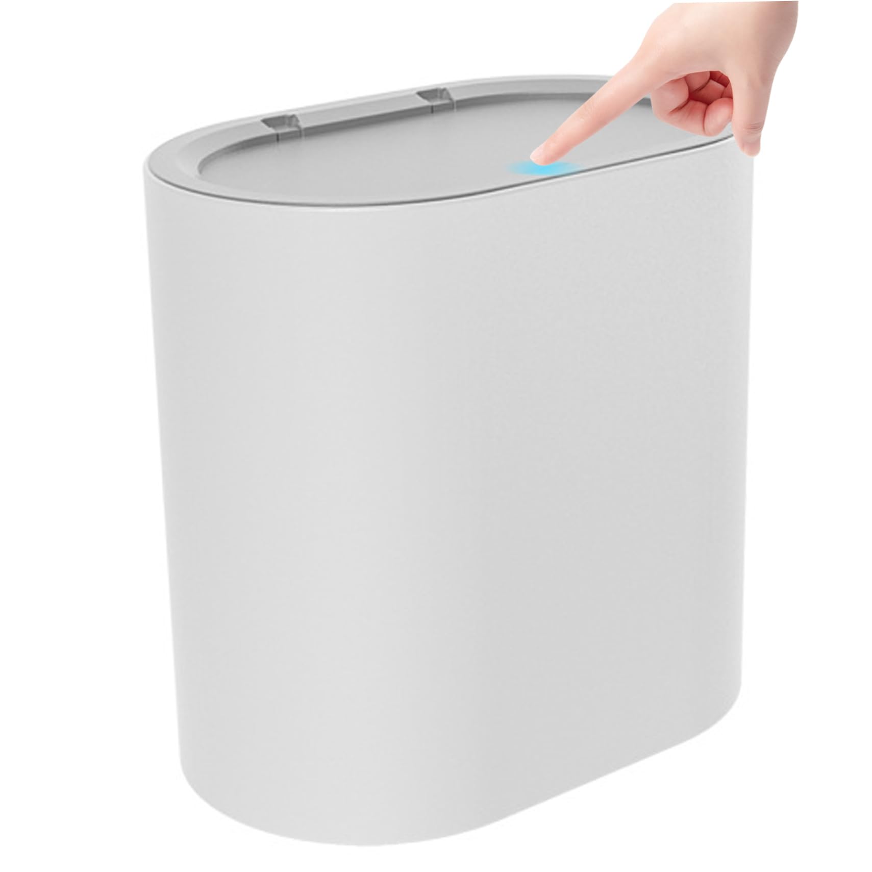 Awnsimfreien White Bedroom Trash Can, Slim Trash Can With Lid 2.1 Gallons Bedroom With Press Type Lid Narrow Plastic Garbage Waste Bins For Bathroom, Bathroom With