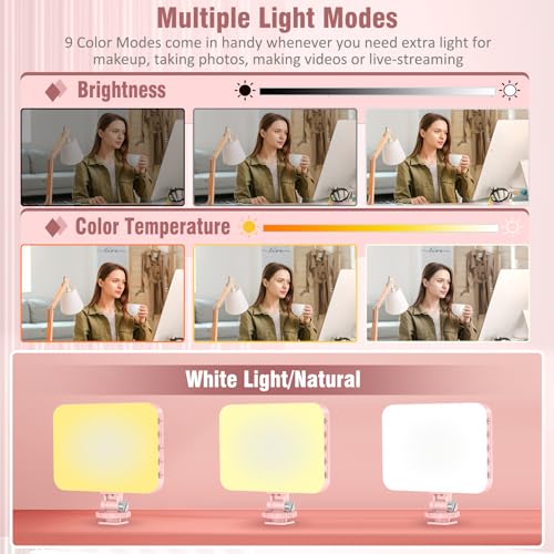 Image of ALTSON 60 LED Portable Selfie Light Video Conference Lighting with Clip & Camera Tripod Adapter Rechargeable 2200mAh CRI 97+, 9 Light Modes for Phone iPhone Webcam Laptop Photo Makeup