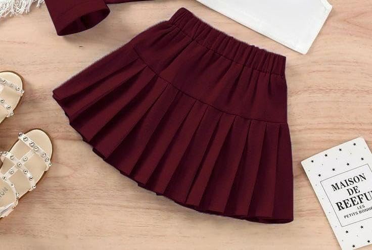 Image of Three Piece Co ord Set Dress for Girls| Jacket Top and Skirt Open Front Suits Set| Girls Clothing Set