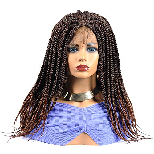 Braided Wigs, Shining Star 18”Pure Handmade Box Multi Braided Straight T30 Synthetic Hair Lace Front Wigs with Baby Hair for Women