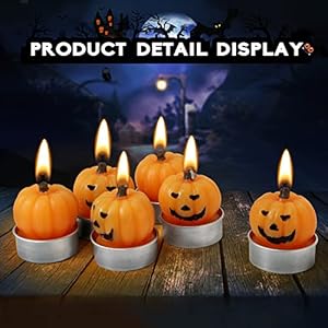 Pumpkin halloween celebration candles real flaming bright vivid smiley candles for fall thanksgiving table decor indoor party decor  urban country home decor