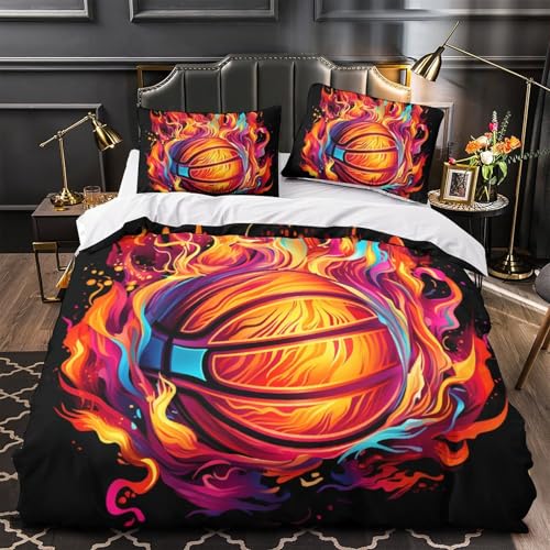 Housse de couette basketball 3D imprimée avec fermeture éclair king size en microfibre solide - 4