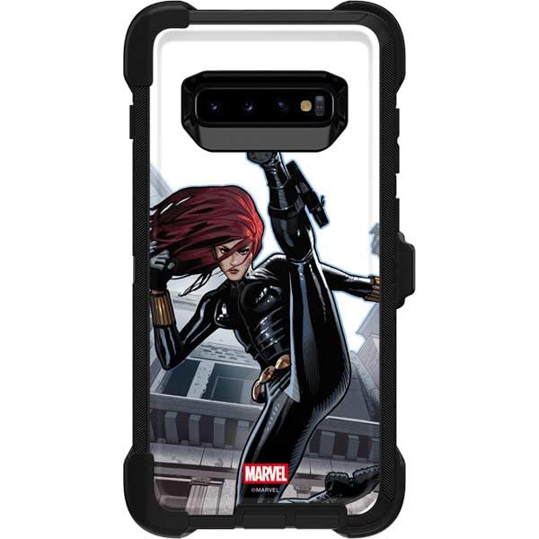 Skinit Decal Phone Skin Compatible with OtterBox Defender Galaxy S10 - Officially Licensed Marvel Black Widow High Kick Design