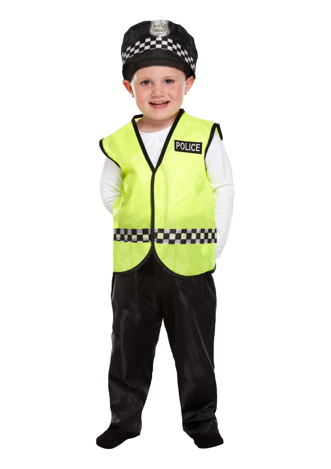 KIDS POLICE POLICEMAN FANCY DRESS COSTUME FOR TODDLERS AGE 3 90cm - 104cm, Hi Viz