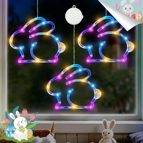 Lumières de fenêtre de Pâques avec ventouse et minuterie automatique