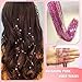 Hair Tinsel Kit with Tools and Instruction Easy to Use 1000 Strands 47 Inches Glitter Tinsel Hair Extensions for Women and Girls, Sparkling Shinny Fairy Hair Accessories for Christmas New Year Halloween Cosplay Party (Pink)