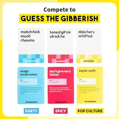 Image of Incohearent by Relatable - Guess the Gibberish Party Game for Adults, Funny Card Game Activity for Groups, Bachelorette Party Favorite, Summer Fun for Game Night, Travel-Friendly with 300 Cards