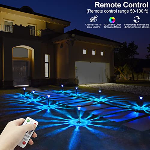 50 Lumen Bright Solar Lights Outdoor Waterproof, W+Rgb Solar Outdoor Lights Decorative With Remote Control Button Control Solar Garden Lights 4Pack Color Changing Solar Pathway Lights Solar Powered #TOP2