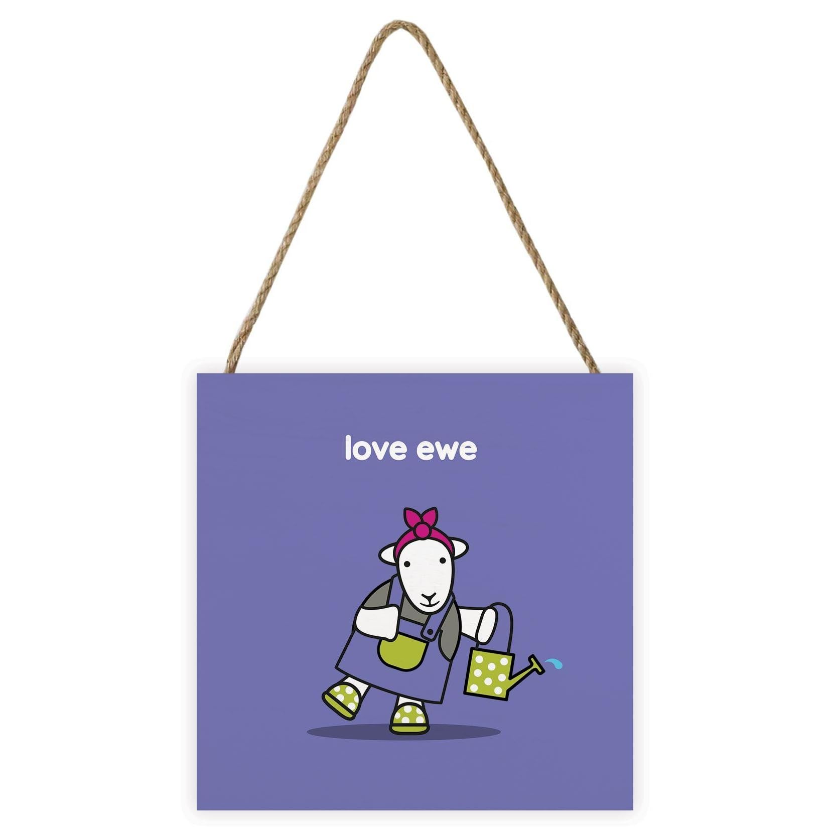 Herdy Men's Purple/Green/White Love Ewe Plaque (20Cm X 20Cm X 2.7Cm) ()