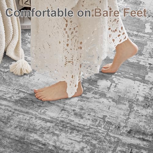 Tapete de sala HOMORE 6x9 gris antideslizante lavable miniatura 5