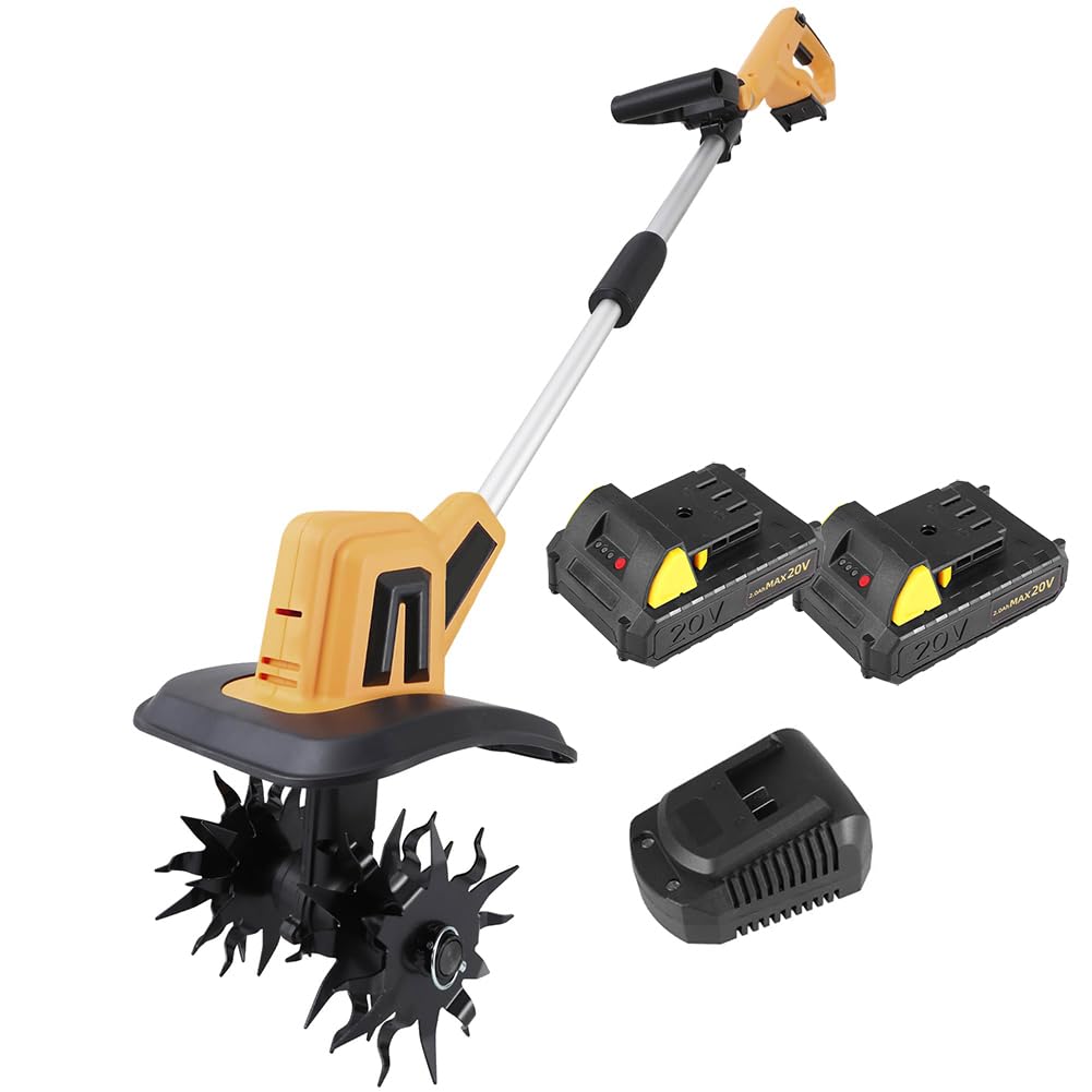 Eiwitany 250RPM Cordless Electric Garden Tiller Cultivator, Handheld Rotavator, for Gardening Small Gardens, Vegetable Plots