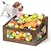 handrong Dog Toy Basket,Wood Dog Toy Box,Dogs Toys Bin,Dogs Storage Organizer,Large Cat Toys Basket Box for Living Room Outdoors Organizing Storage