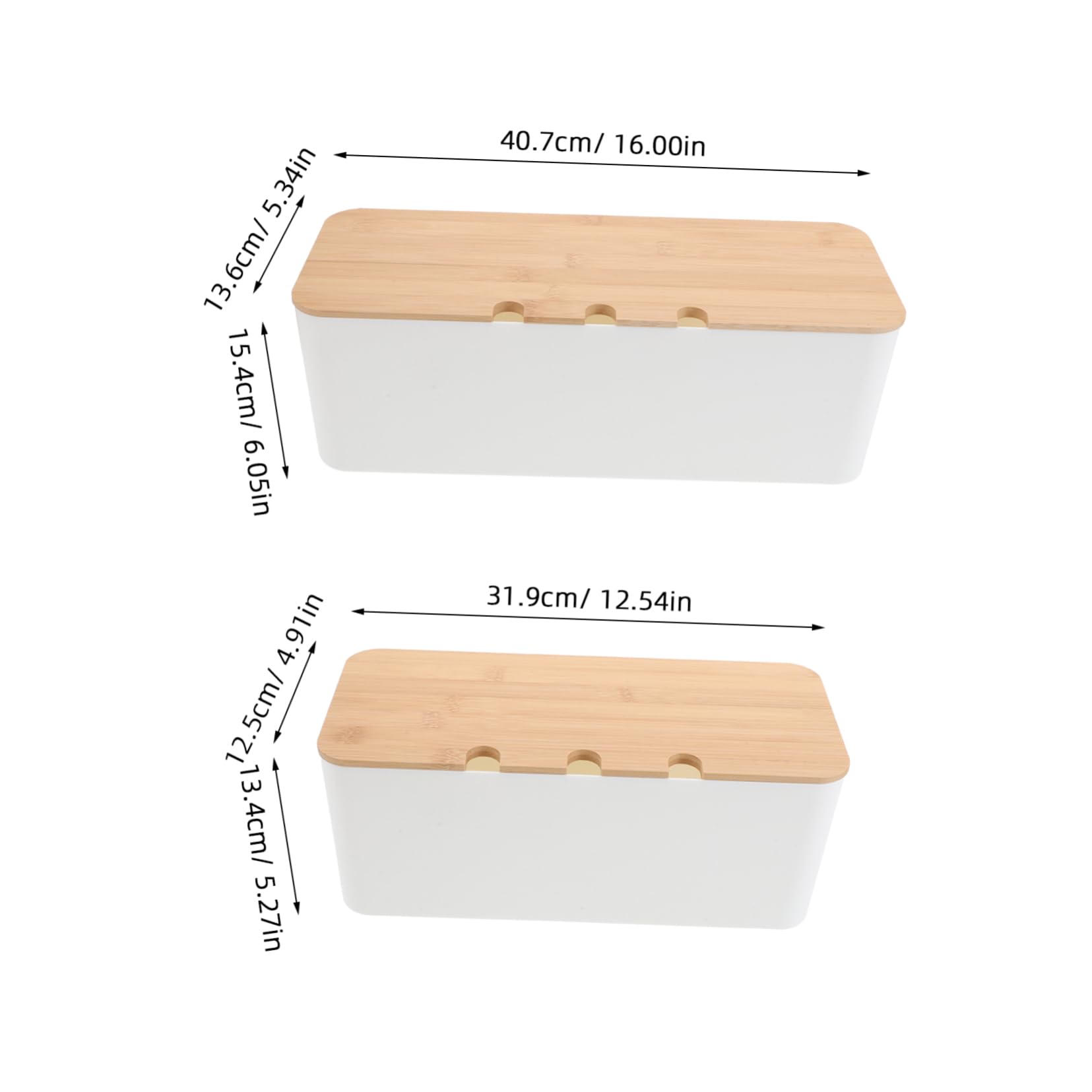 Caja Organizadora de Cables con Tapa de Madera y Orificios | Plástico y Madera, 1 Juego, Diseño Simple y Moderno, para Hogar y Oficina