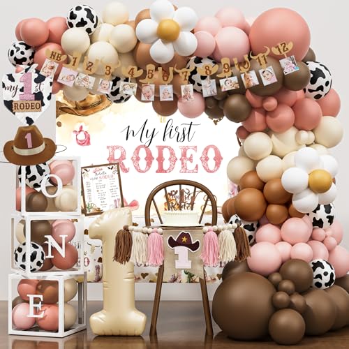 My 1st Rodeo Birthday Decorations Girl, Western Cowgirl First Bir...