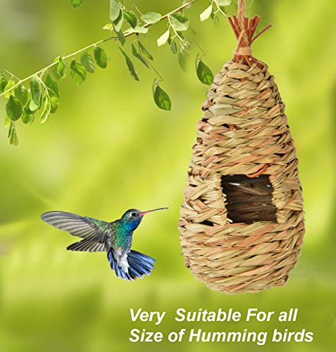 Home-X Straw Birdhouses, Outdoor Hanging Birdhouses, Bird House And Nesting Accessories, 10" L X 6" W X 5" H, Natural Straw. Set Of 2 #TOP4