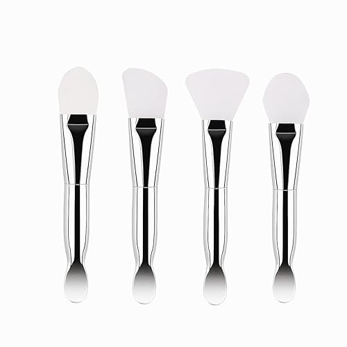 Y-KINZ 4 cepillos de silicona para mascarilla facial, aplicador de máscara facial de doble cara para tratamientos faciales, herramientas de cuidado