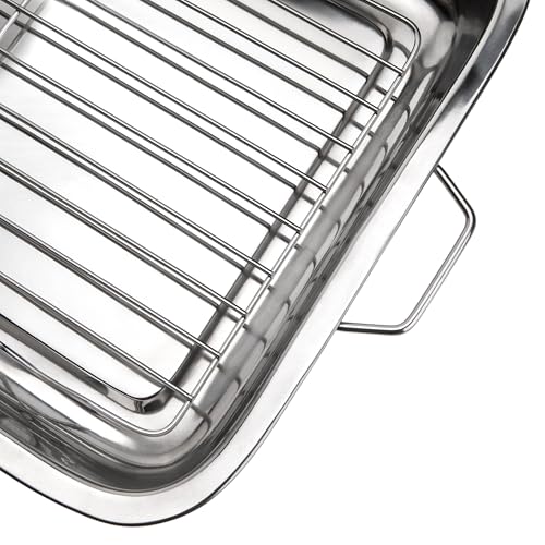 Large Stainless Steel Roasting Pan with Rack - 40cm, Oven Safe - Image 3