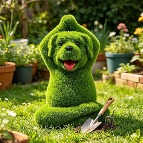 Figurines de chien de jardin floquées pour décorer votre terrasse zen - 4