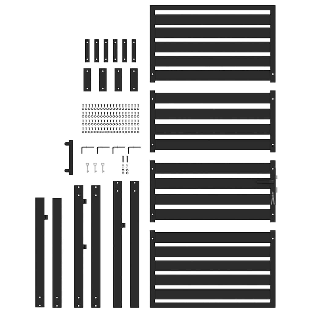 HUAKEHOM Gartentor Abschließbar Aluminium Zauntor Zauntür Gartentür Metall Schwarz 100x180 cm
