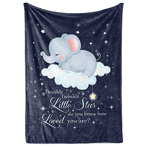 Image of Pavo Swaddle Baby Blanket - Twinkle Twinkle Little Star Elephant Baby Blanket - Ultra-Soft Fleece - Ideal Baby Gifts for Christmas, Thanksgiving, Shower, Elephant Baby Stuff for Newborn - 30" x 40"