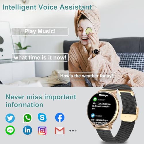 Refined and 

GADIXY Smartwatch for Women: 1.3 HD Touch Display, AI Voice, Sleep Tracking, Heart Rate Monitor, IP68 Waterproof