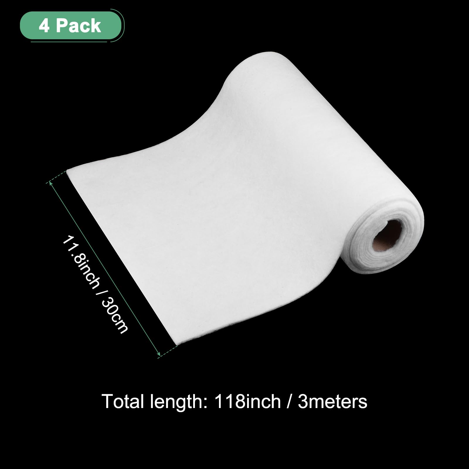 M METERXITY 4-Rollen Blumenwasser absorbierende Baumwolle, 11,8x118 Zoll / 30cmx3 Meter Frische Blumenwasser-Retentionsbaumwolle für Floristenbedarf[Weiß]