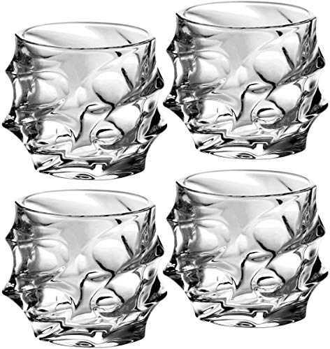 Amlong Crystal Lead-Free Double Old Fashioned Crystal Whiskey Glass - Twist Stylish Design – Perfect For Scotch, Bourbon, Cognac And Cocktail Glasses, 11 Oz, Set Of 4 With Gift Box #TOP3