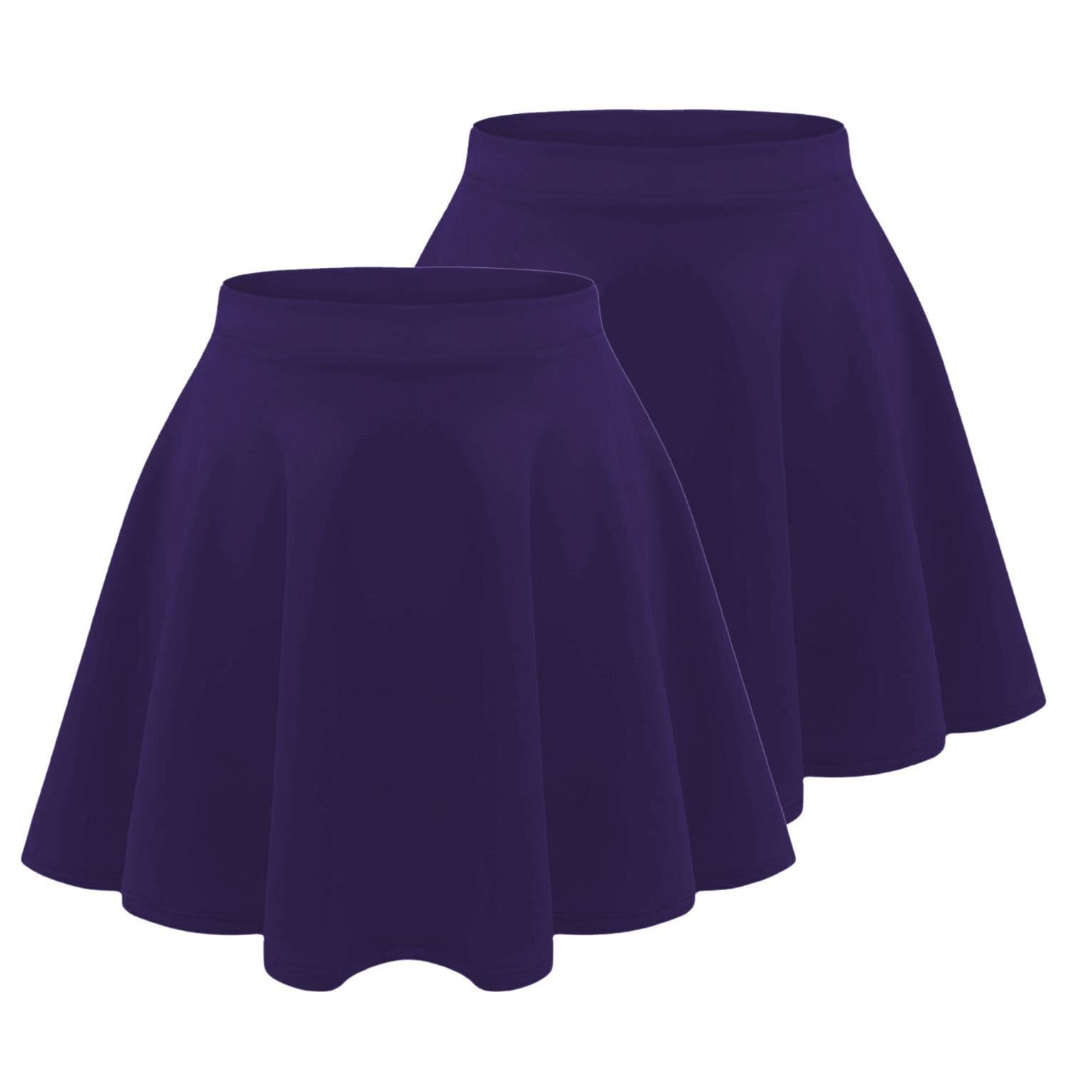 Gonna skater per ragazze, confezione da 2, gonne estive per bambini, casual, tinta unita, svasate, a vita alta, per balletto, danza, giochi e sport, gonna scolastica nera casual per