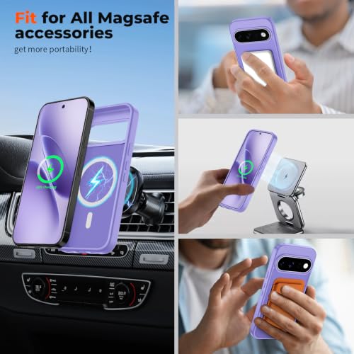 Image of SUPFINE Magnetic for Google Pixel 11 Pro Case - Purple | With Screen Protector,Translucent Matte,Built-in Magnets,Military Grade Drop Protection,Shockproof Phone Cover