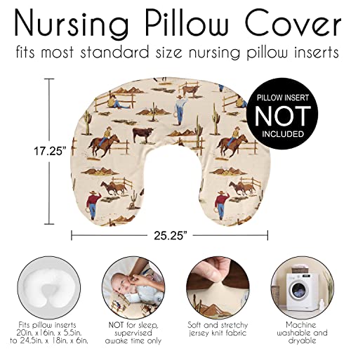 Image of Sweet Jojo Designs Wild West Cowboy Nursing Pillow Cover Breastfeeding Pillowcase for Newborn Infant Bottle or Breast Feeding (Pillow NOT Included) - Red Blue Tan Western Southern Country Horse