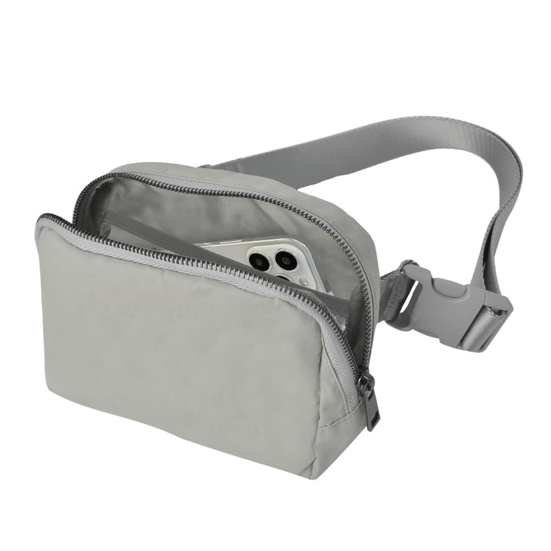 NGIL Mini Belt Bag for Women Crossbody Pack Workout Traveling Running Hiking Waist Bag with Adjustable Strap(Light Gray)