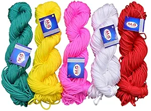 M.G Enterprise Macrame Combo 02 Braided Cord Thread Nylon Knot Rope Sturdy Cording, Mildew Resistant DIY 3 mm 30 Meter Each for Jewelry Making, Bags & Art Craft Multicolour