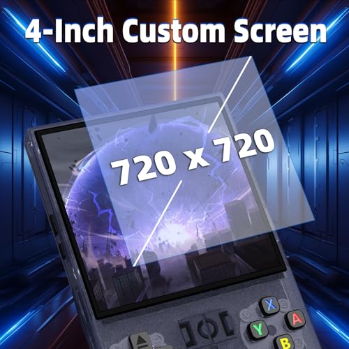 Image of R36MAX Retro Handheld Game Console, 4.0 Inch IPS Screen Retro Gaming Console,Linux System, 4000mAh Battery Portable Pocket Mini Arcade, Built-in 128G, Lead Gray