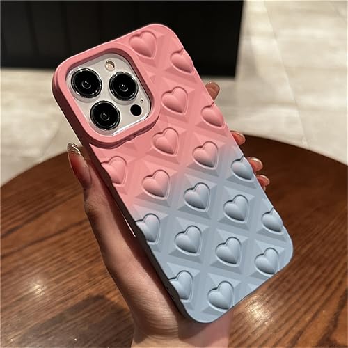 Coque cœur d'amour 3D iPhone 11 rose bleu pastel