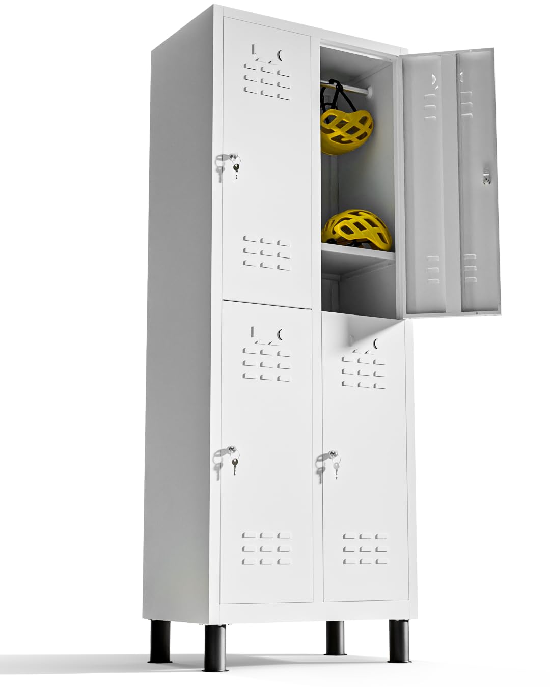 TwinThink Metal Locker 4-Door Lockable Metal Storage (White)