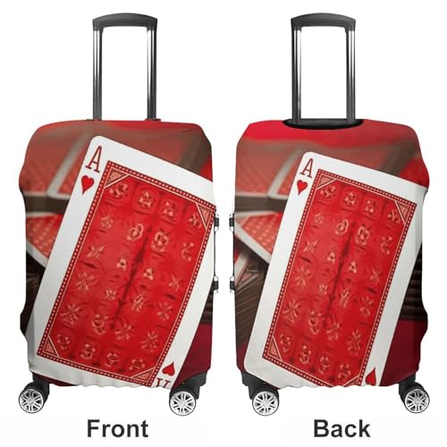 Luggage Cover Dustproof Anti-scratch Suitcase Cover Elastic Travel Suitcase Protector Red Background Playing Cards Washable Baggage Case Luggage Sleeves Fits 18-32 Inch Luggage3