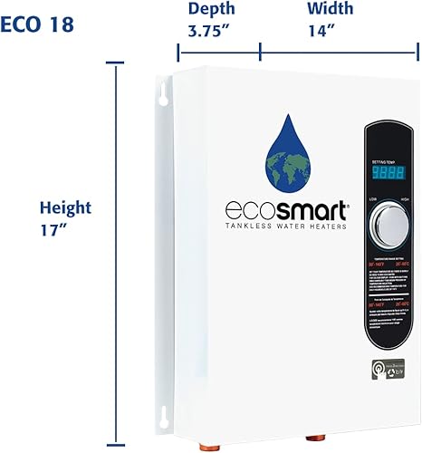 Miniatura 5 de EcoSmart ECO 18 Calentador de agua eléctrico sin depósito 18 KW a 240 voltios con tecnología patentada de auto-modulación