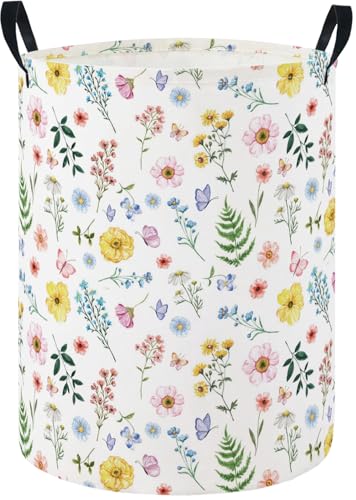 Image of HIYAGON Baby Laundry Hamper Basket Baby Hamper for Nursery Boy and Girl Cute Kids Toys Storage Bin Organizer Boho Room Decor(Colorful Flower)